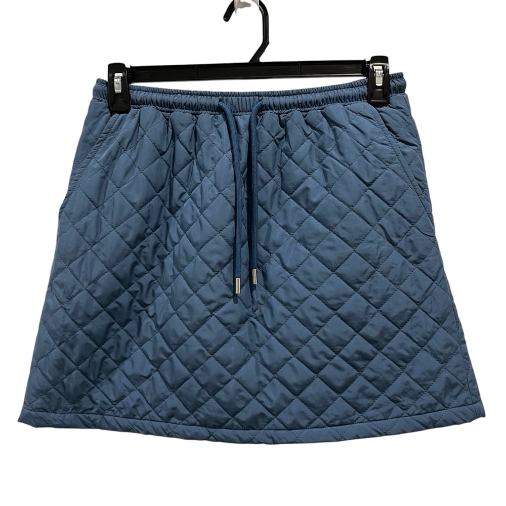 New Pink Lily Blue Quilted A-Line Skirt Size L